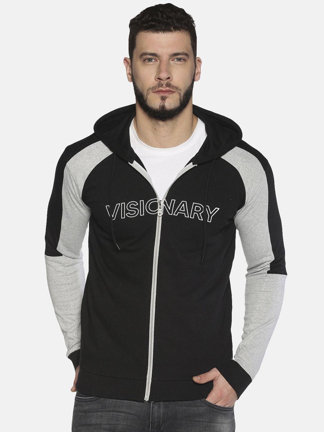 urgear men black & grey hooded sweatshirt