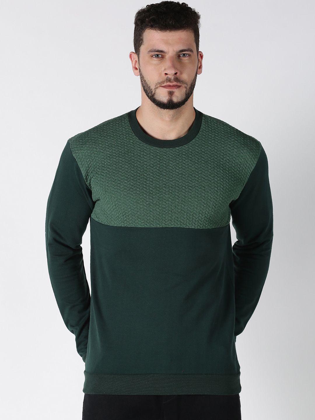 urgear men green colourblocked pullover sweatshirt