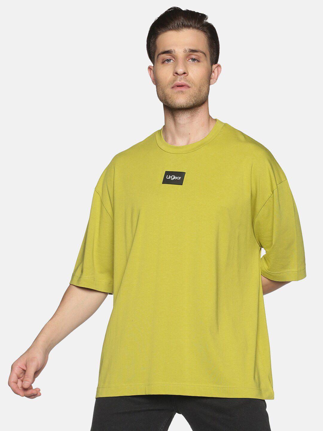 urgear men green drop-shoulder sleeves oversized yoga t-shirt