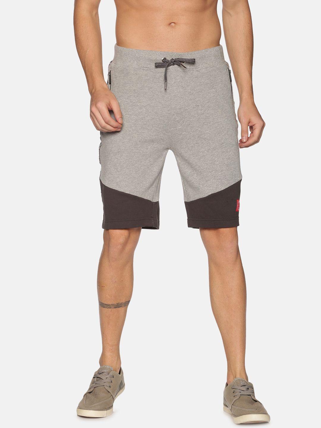 urgear men grey colorblocked cotton cycling shorts
