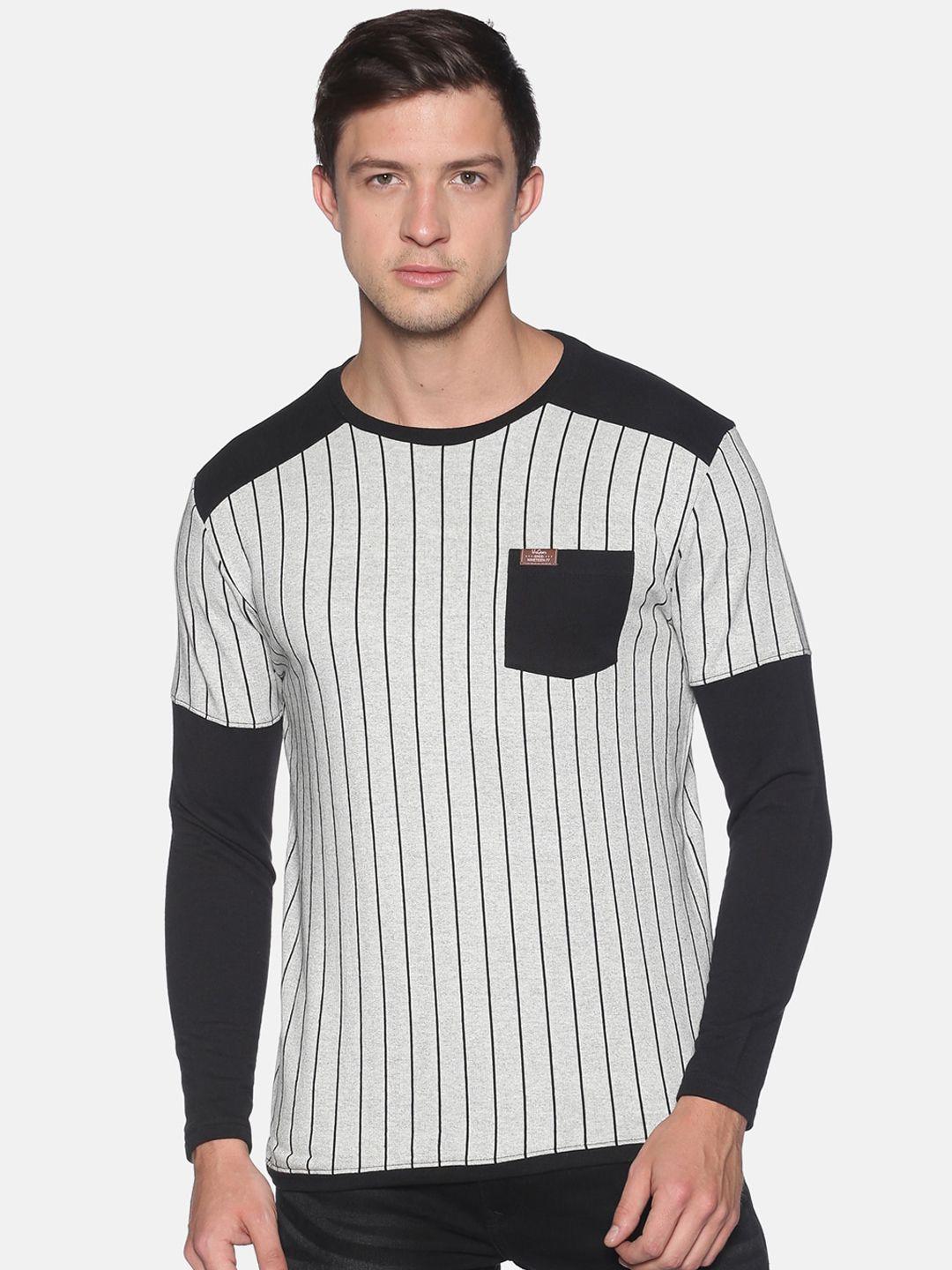 urgear men grey melange striped round neck cotton t-shirt