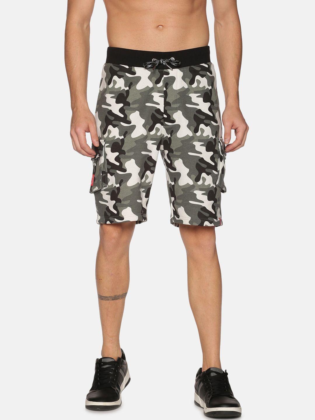urgear men multicoloured camouflage printed cycling cotton cargo shorts