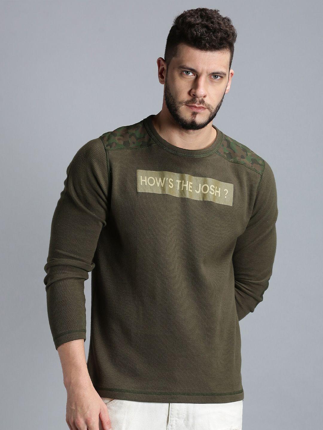 urgear men olive green printed sweatshirt