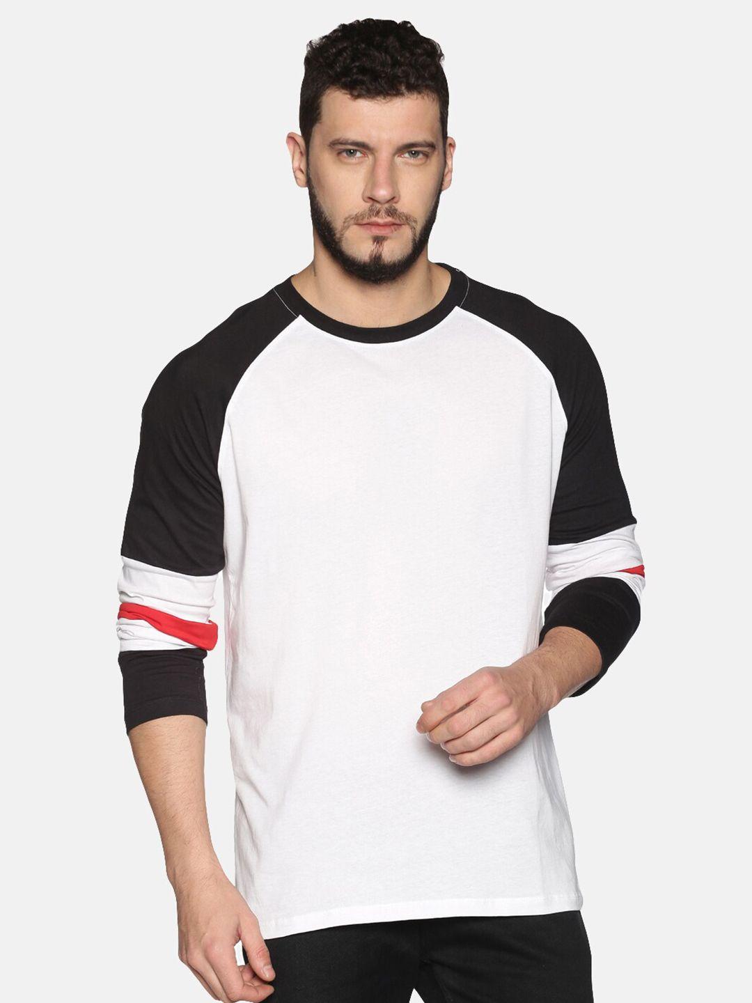 urgear men white & black colourblocked t-shirt