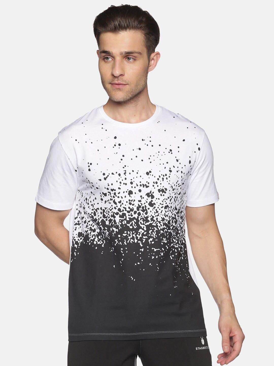urgear men white & black printed yoga t-shirt