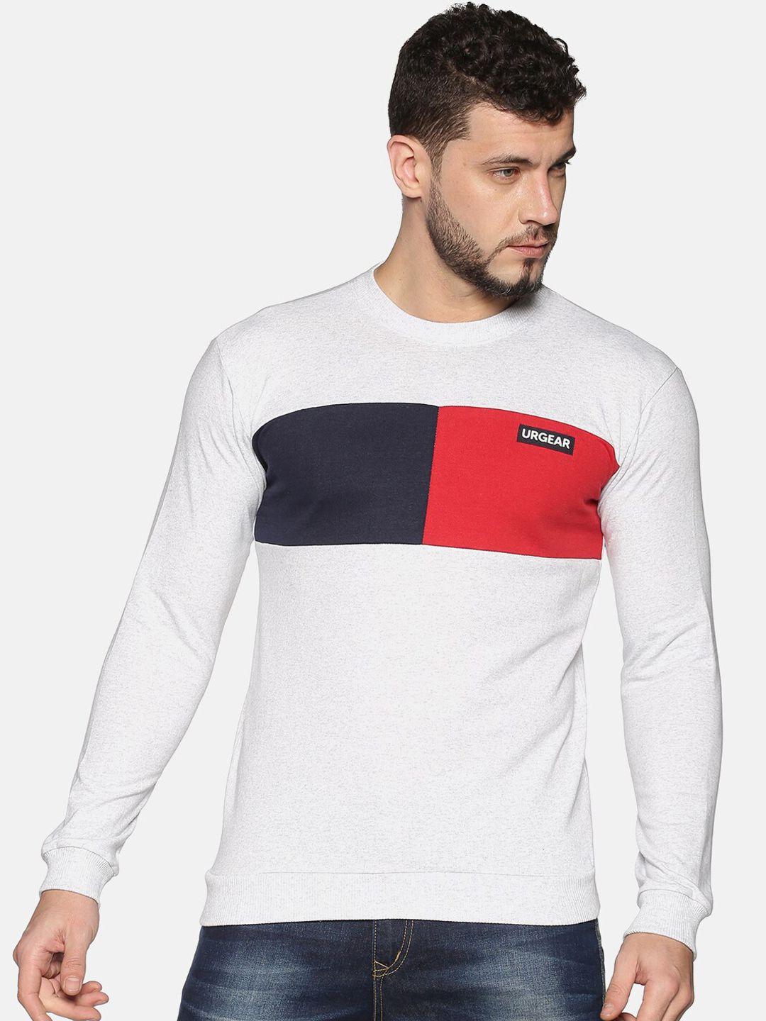 urgear men white & red colourblocked sweatshirt