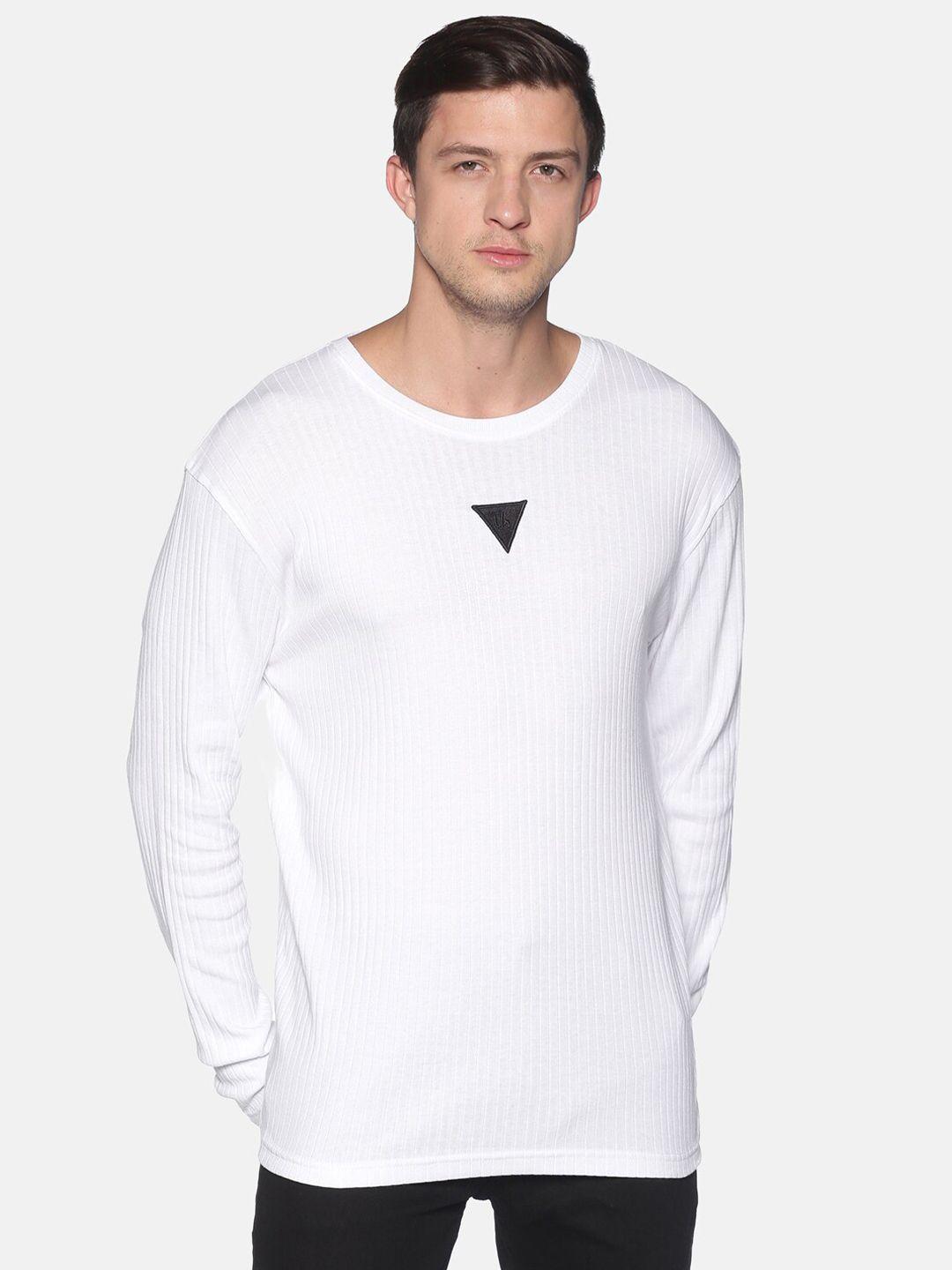 urgear men white ribbed round neck t-shirt