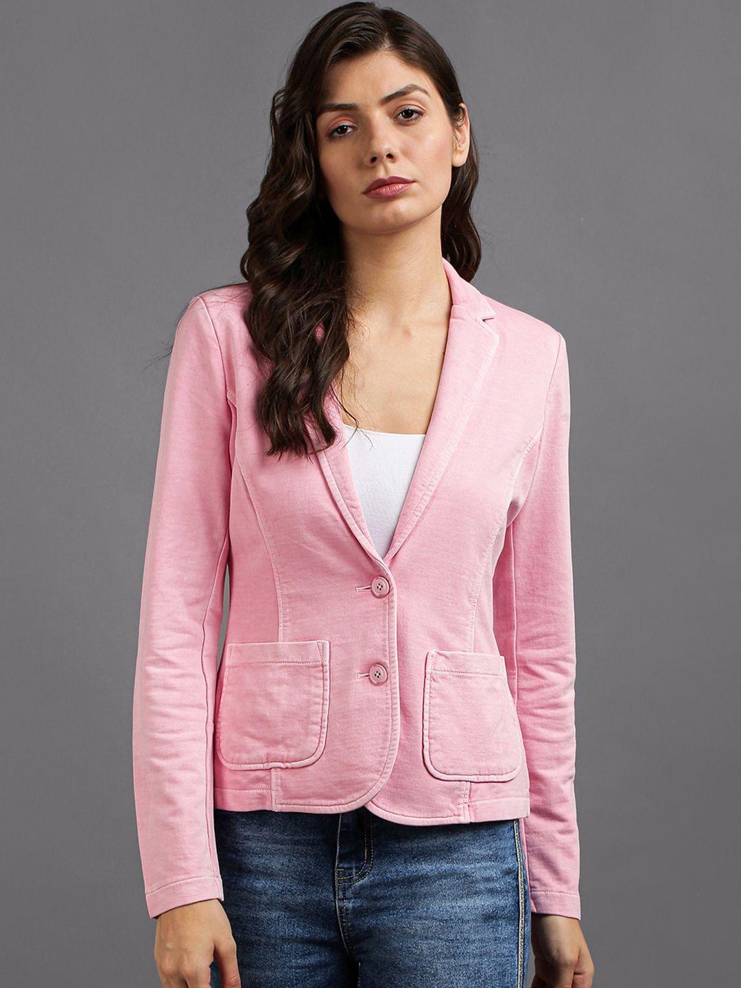 urgear women pink solid single breasted blazers