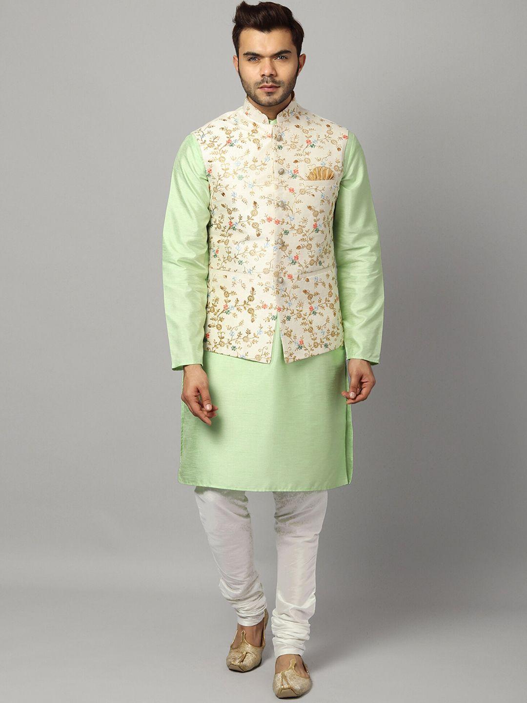 uri and mackenzie men green angrakha kurta with churidar