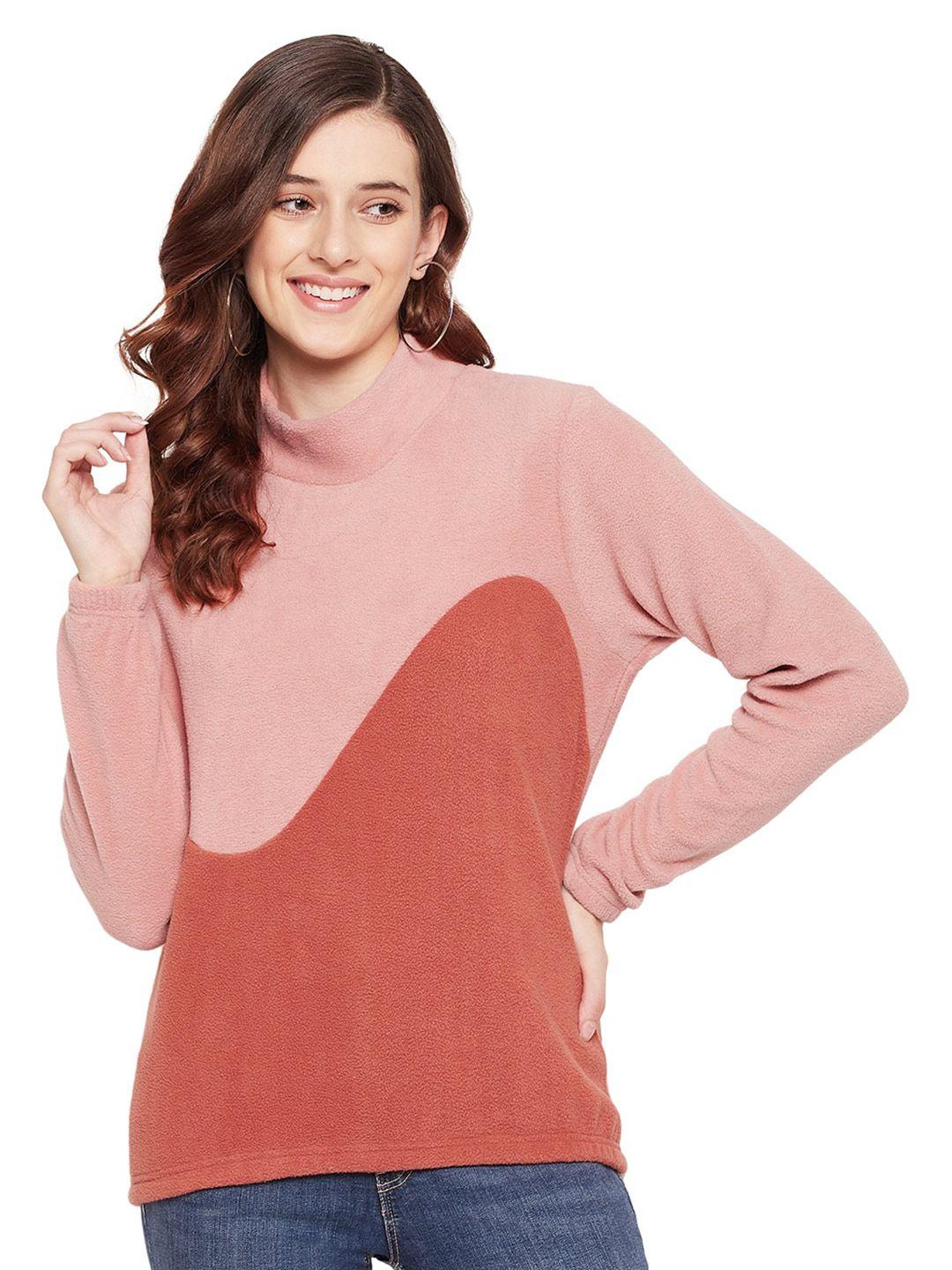 urknit colourblocked mock collar pullover sweatshirt