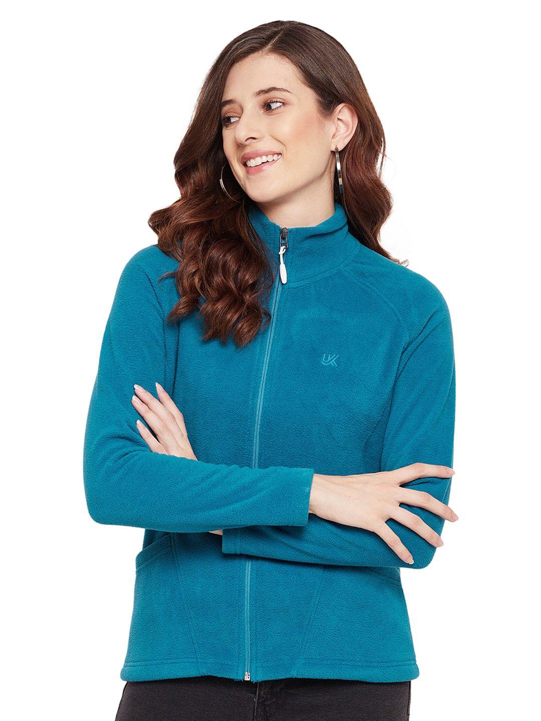 urknit mock collar fleece front open sweatshirt