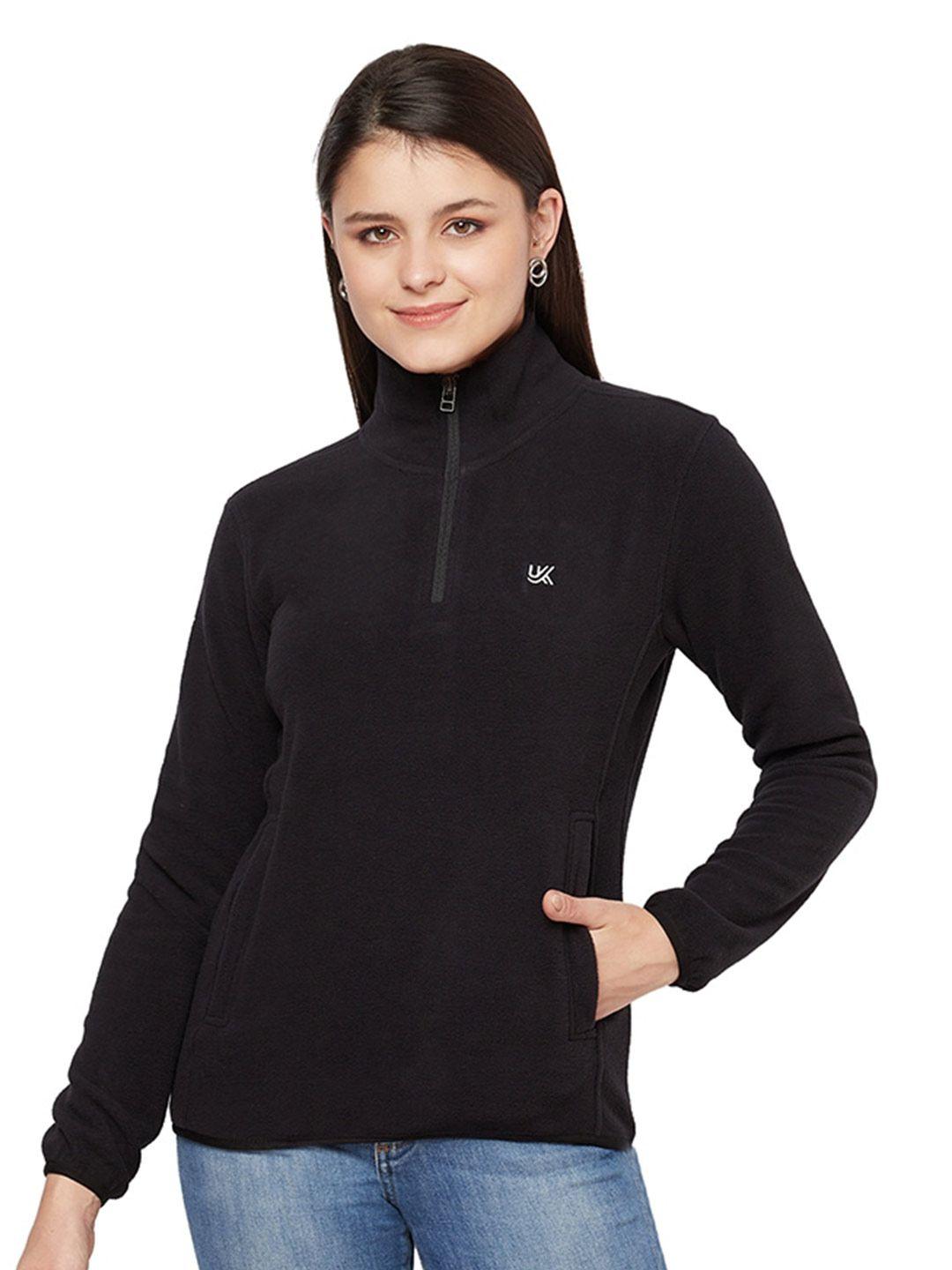 urknit mock collar fleece pullover sweatshirt