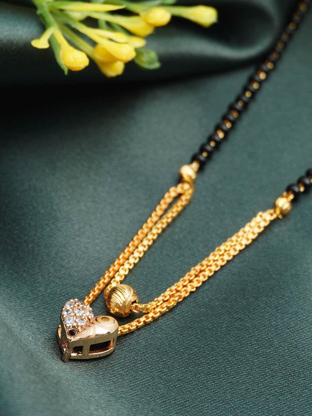 urmika gold-plated as studded black beads mangalsutra