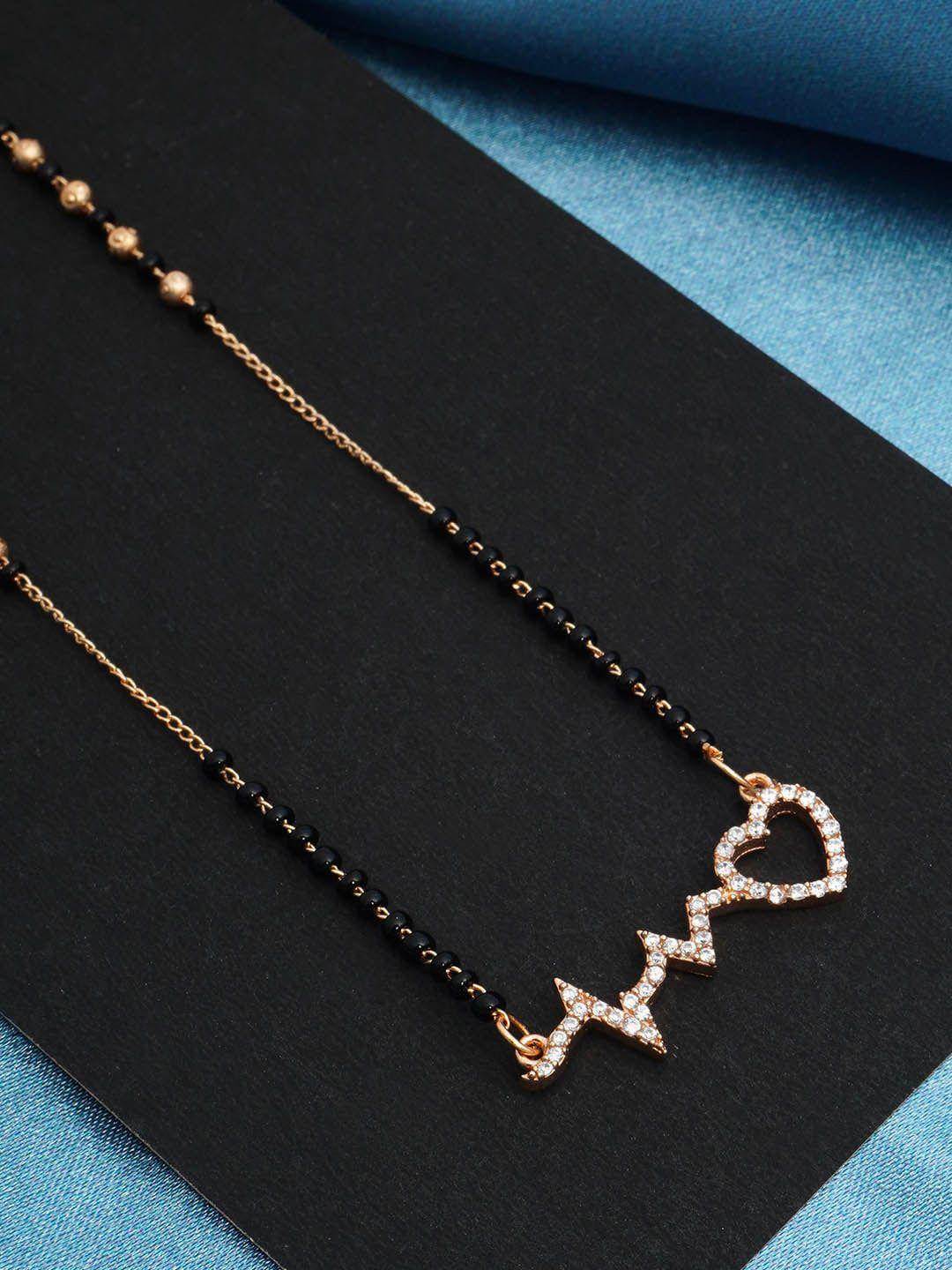 urmika gold-plated as studded black beads mangalsutra