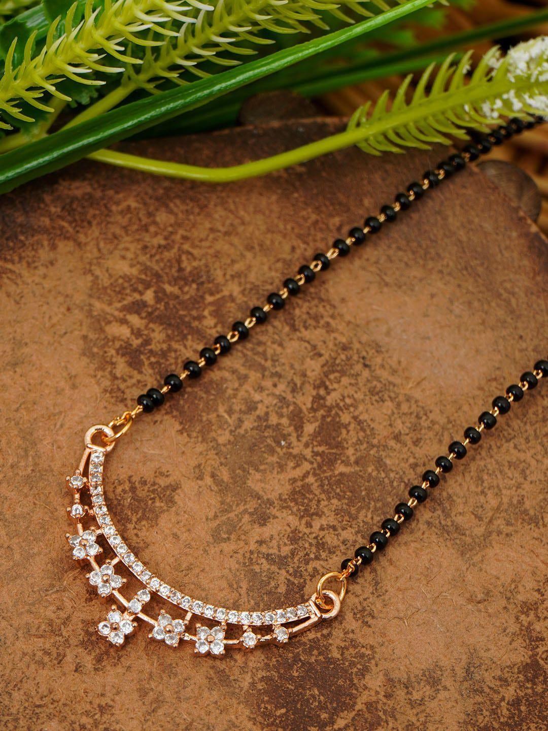 urmika rose gold-plated stone-studded beaded mangalsutra