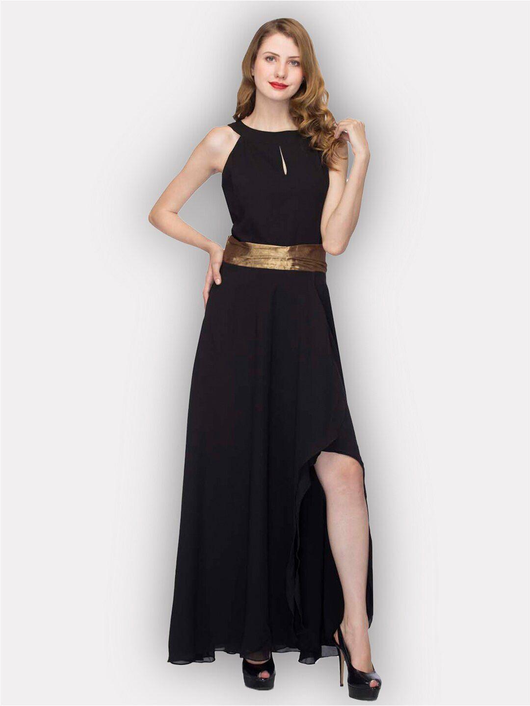 ursense black georgette maxi dress