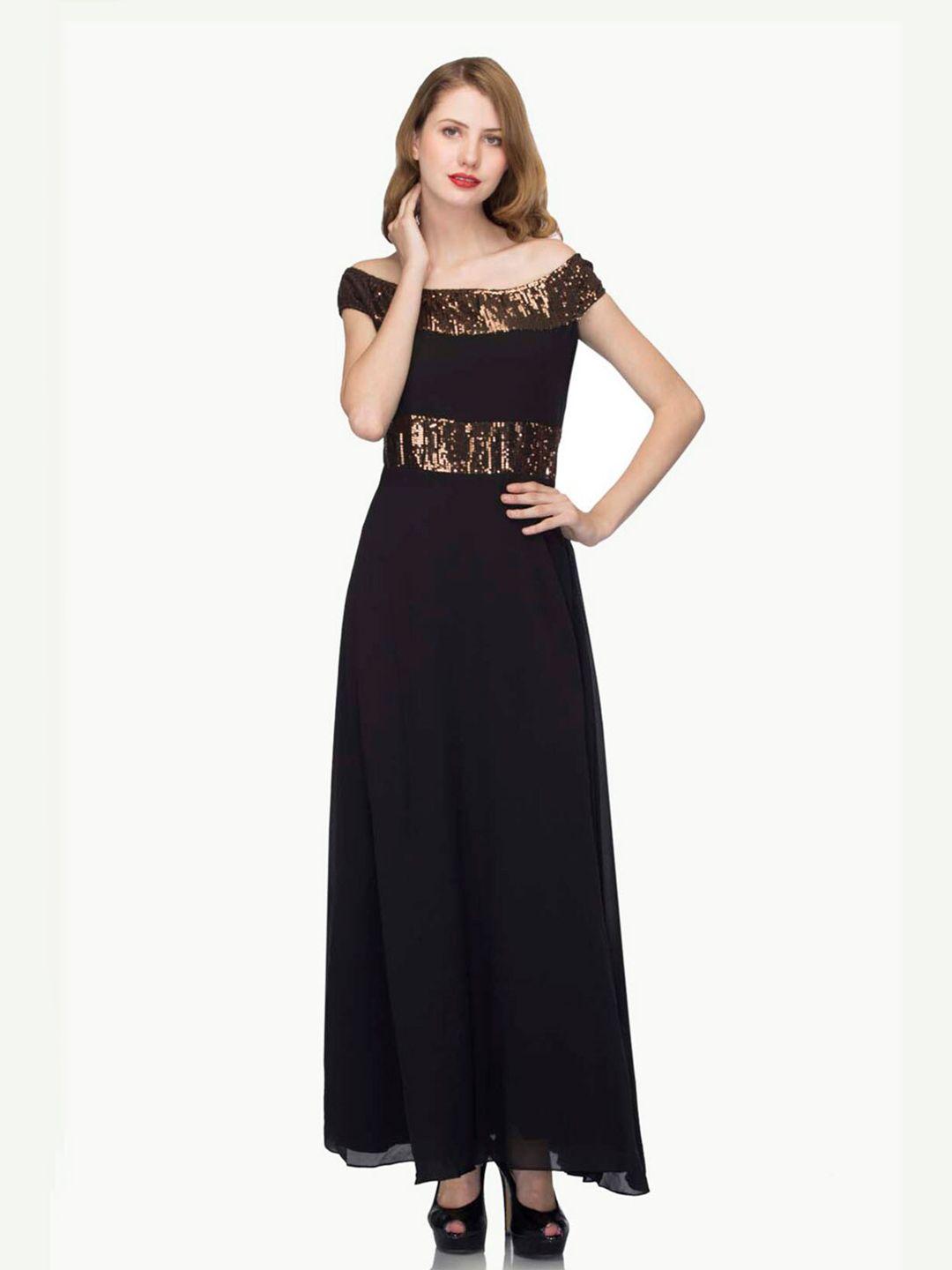 ursense embellished off-shoulder sequined a-line maxi dress