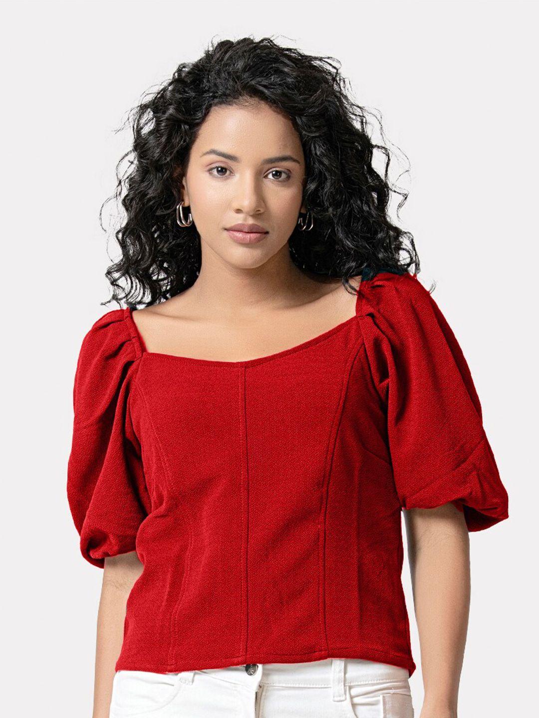 ursense sweetheart neck puffed sleeves top