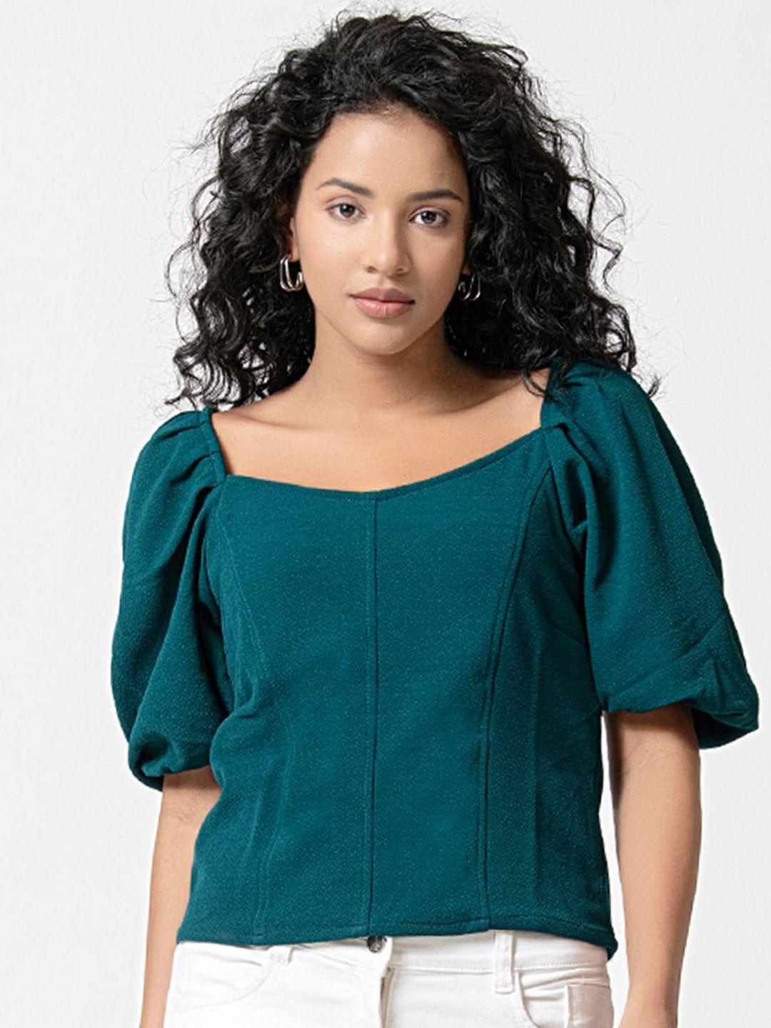 ursense sweetheart neck puffed sleeves top