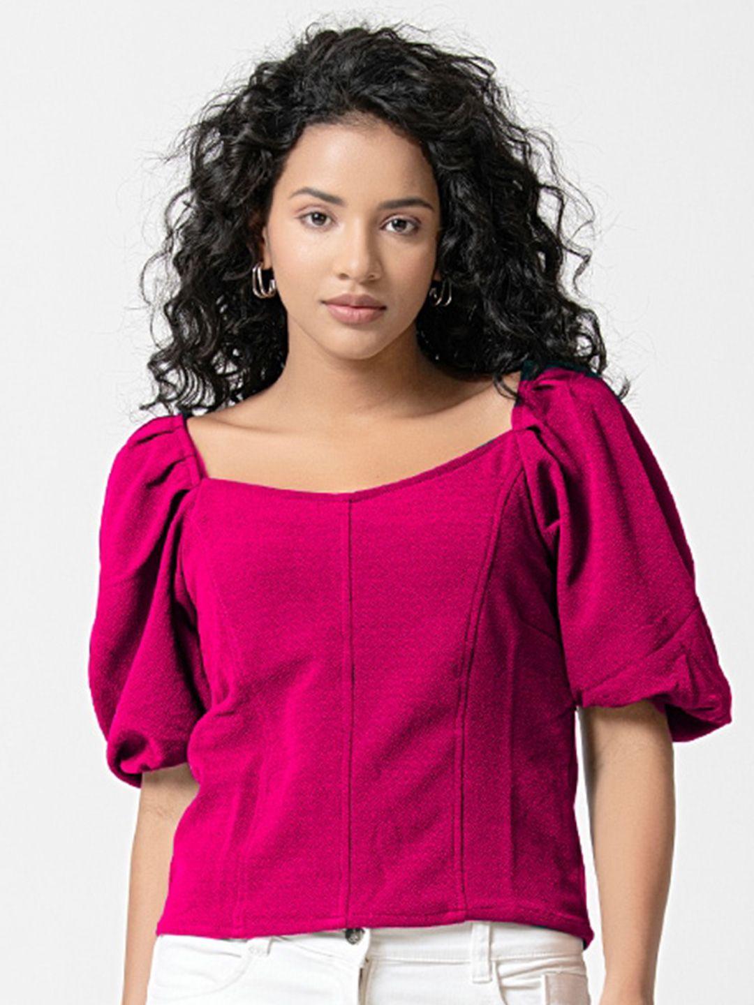 ursense sweetheart neck puffed sleeves top