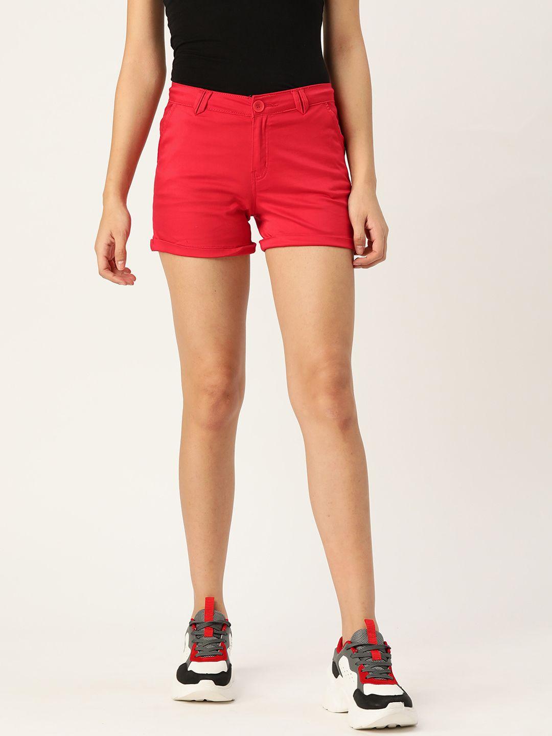 ursense women red regular shorts