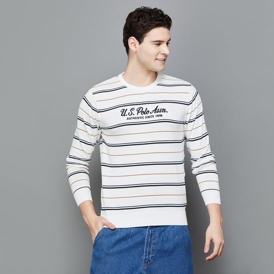 us polo assn. men striped crew neck sweater