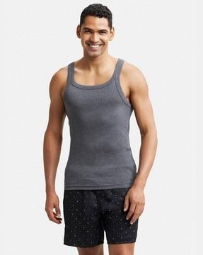 us26 super combed cotton rib square neckline gym vest