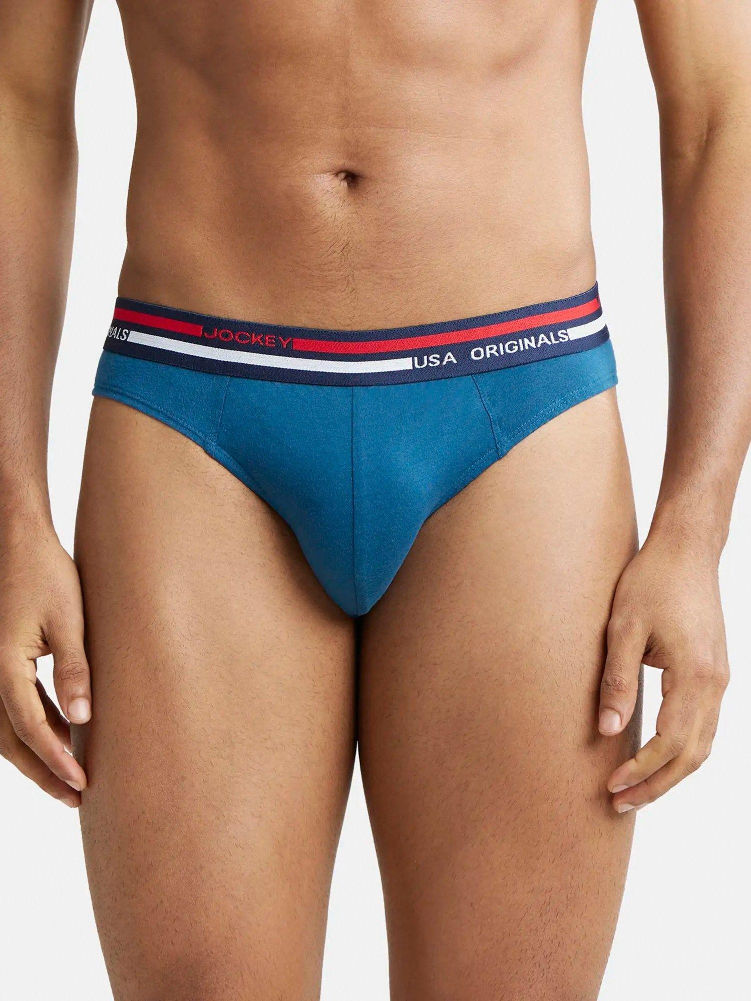 us49 mens super cotton solid brief with ultrasoft waistband-blue