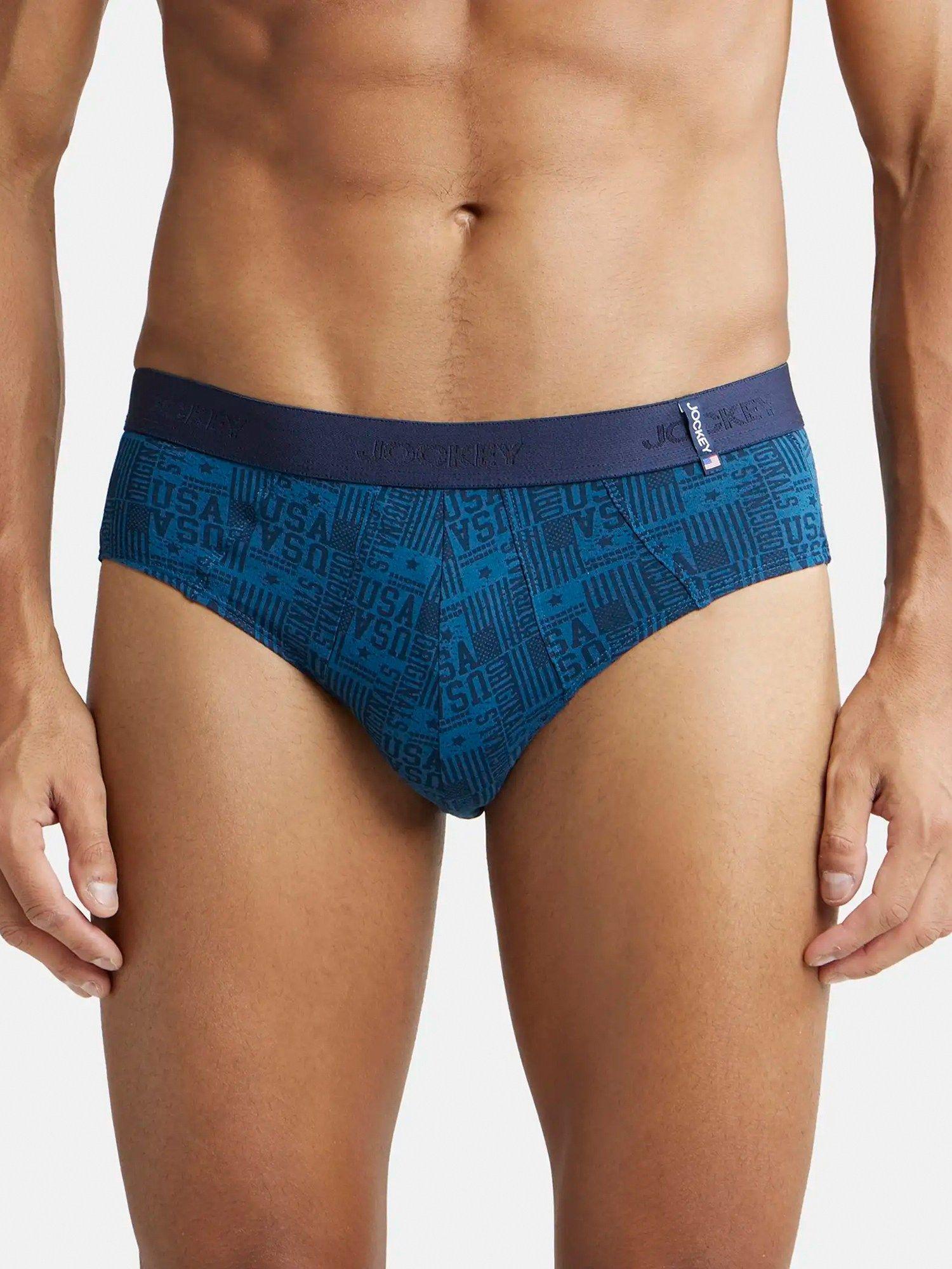 us52 mens super cotton printed brief with ultrasoft waistband-blue