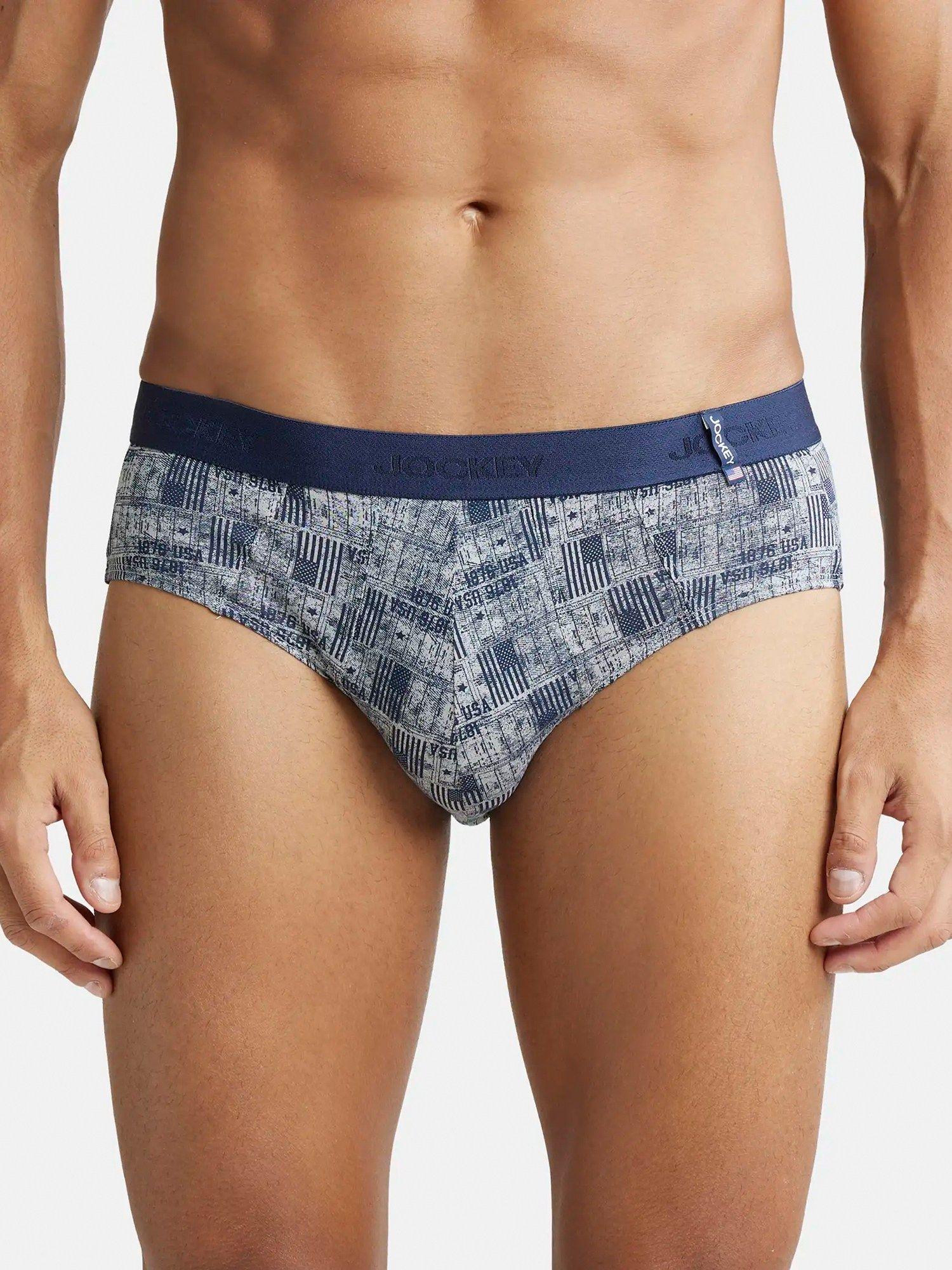 us52 mens super cotton printed brief with ultrasoft waistband-grey