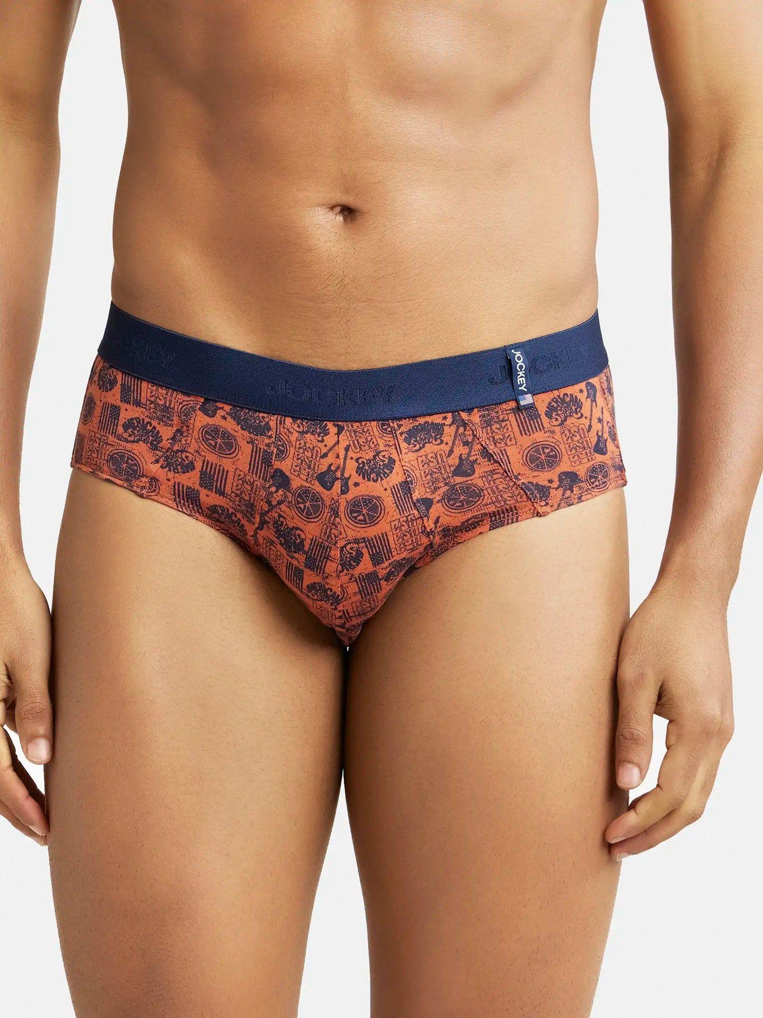 us52 mens super cotton printed brief with ultrasoft waistband-orange