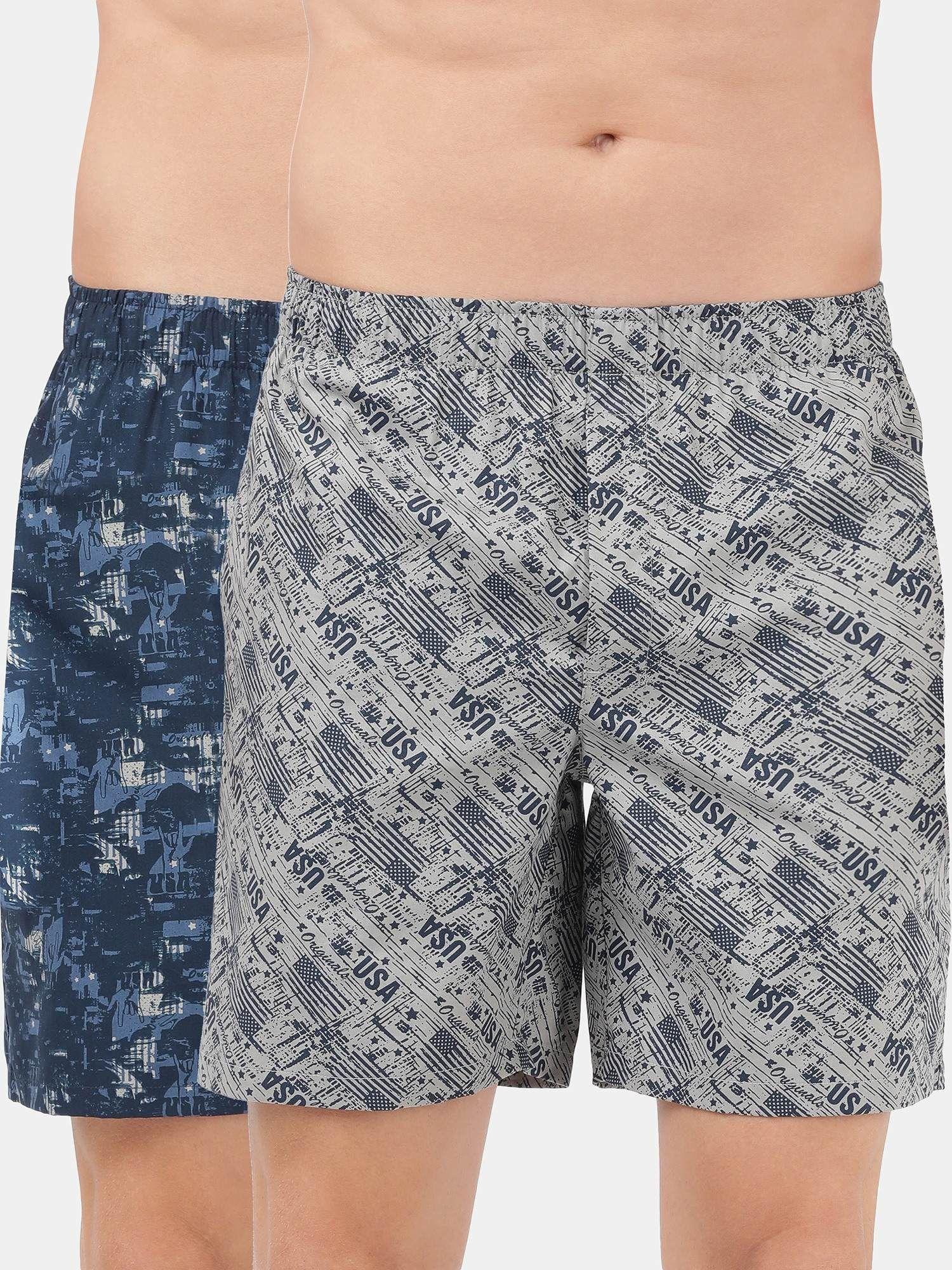 us57 mens cotton woven boxer shorts with side pocket - navy nickle (pack of 2)