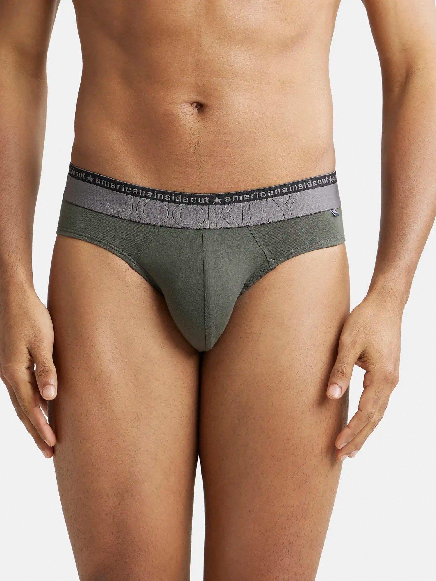 us59 men cotton elastane stretch solid brief with ultrasoft waistband - deep olive