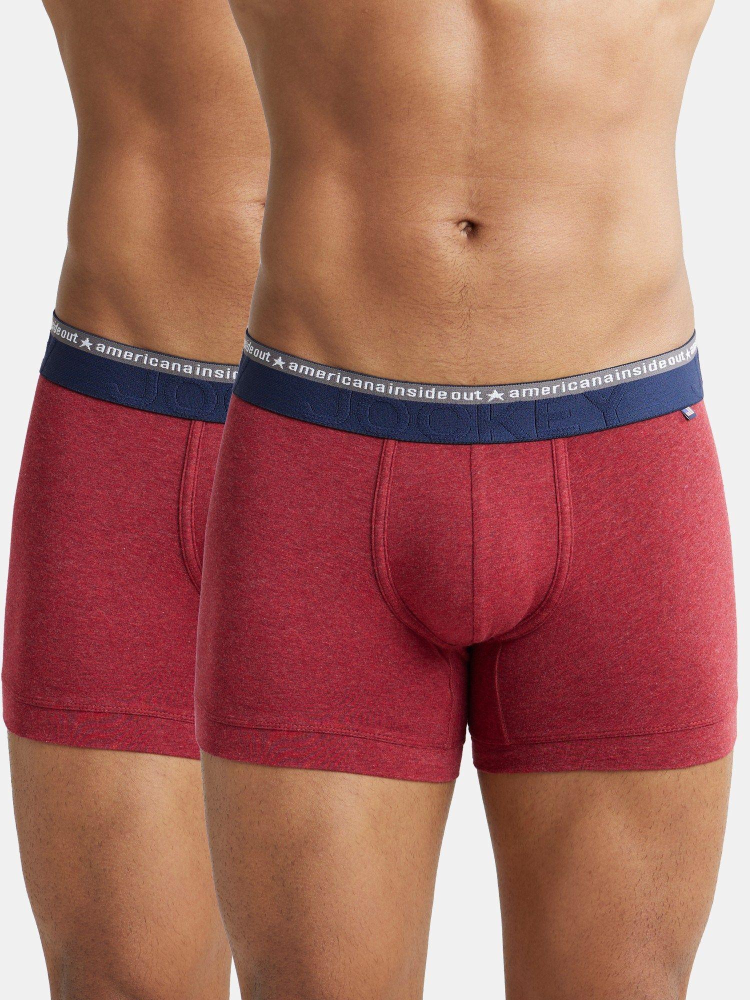 us60 men cotton elastane trunk with ultrasoft waistband - red (pack of 2)