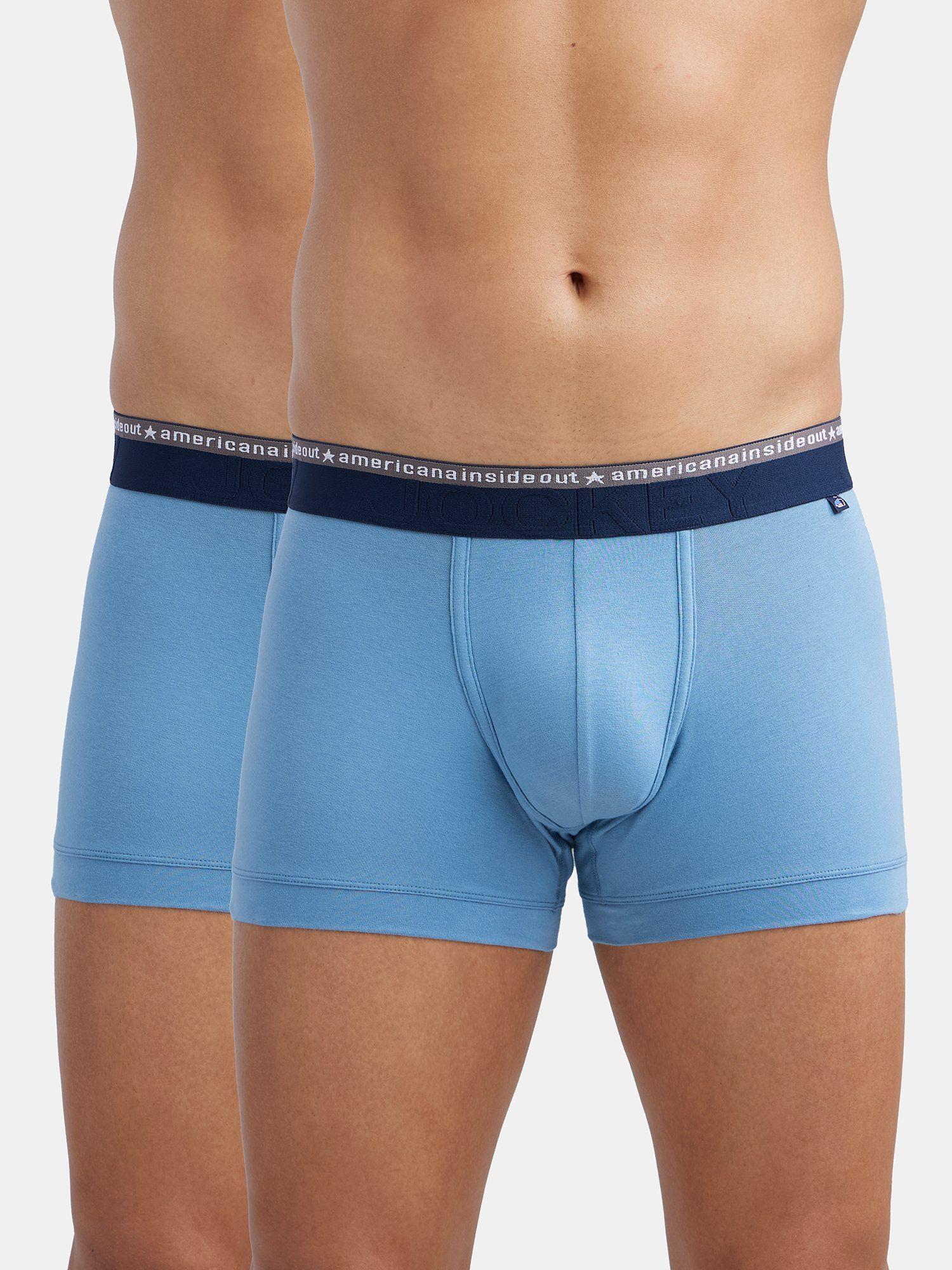 us60 mens super combed cotton elastane solid trunk- blue heaven