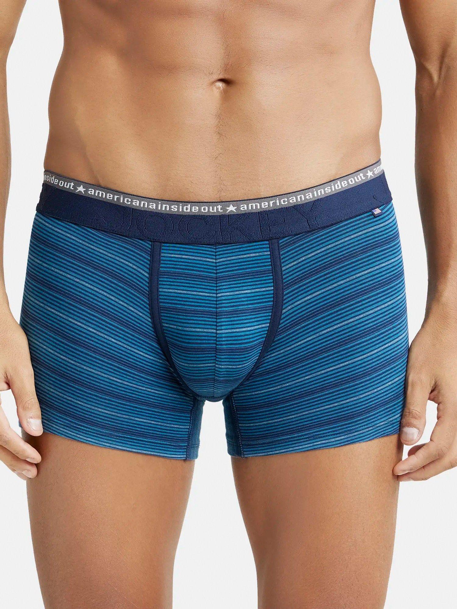 us68 men super combed cotton elastic stretch stripe trunk celestial