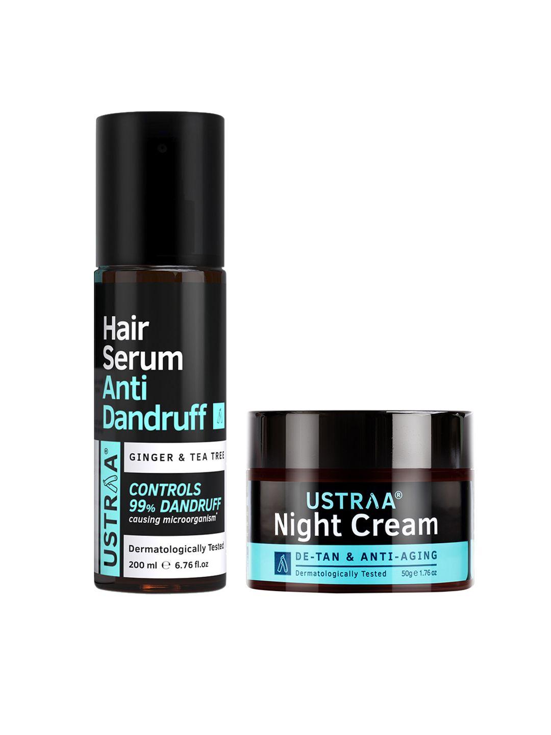 ustraa men black combo of anti-dandruff hair serum & night cream
