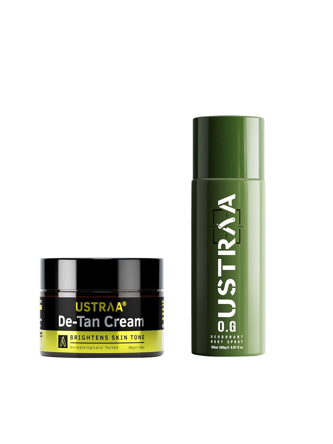 ustraa men set of o.g. deodorant body spray 150 ml + de-tan face cream with liquorice 50 g