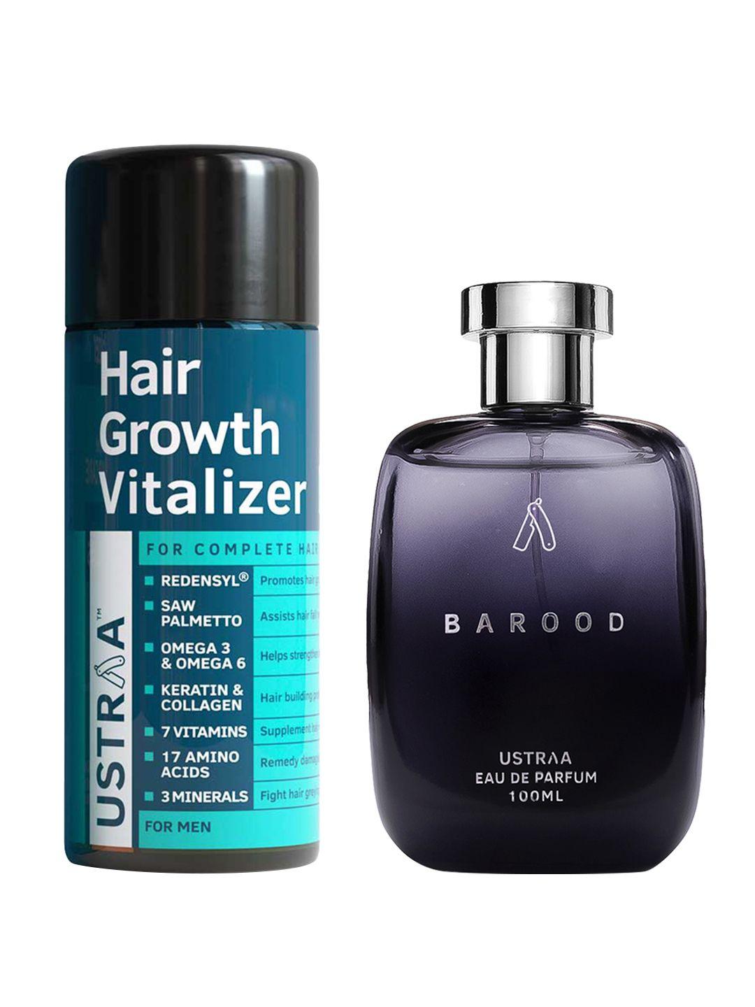 ustraa men set of hair growth vitalizer 100 ml + barood eau de parfum 100 ml
