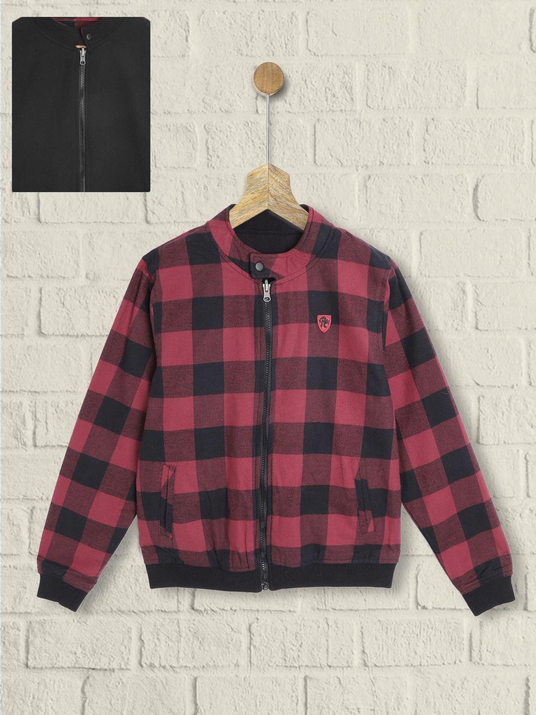uth by roadster boys pink black checked reversible bomber jacket