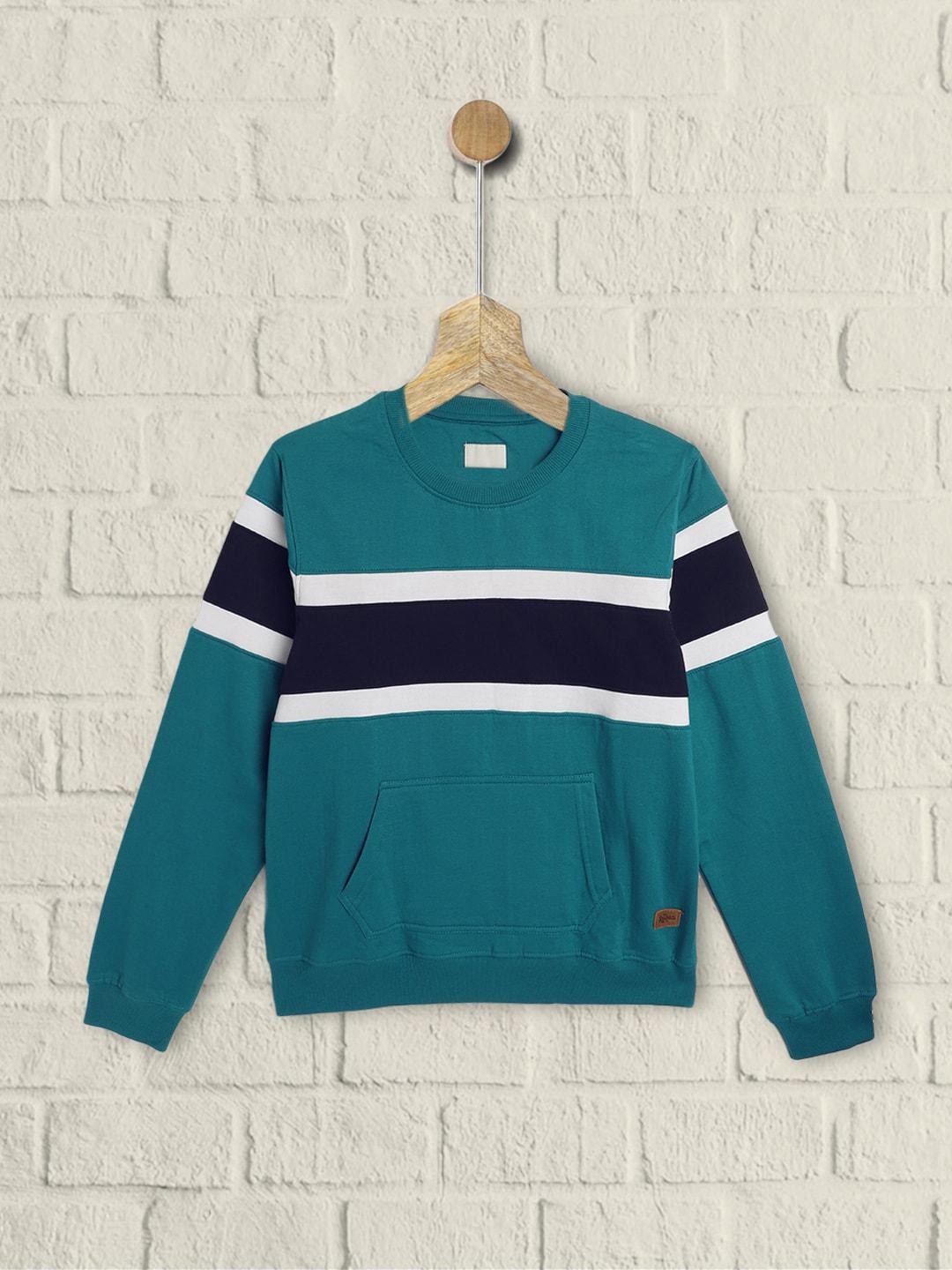 uth by roadster boys teal blue & white striped sweatshirt