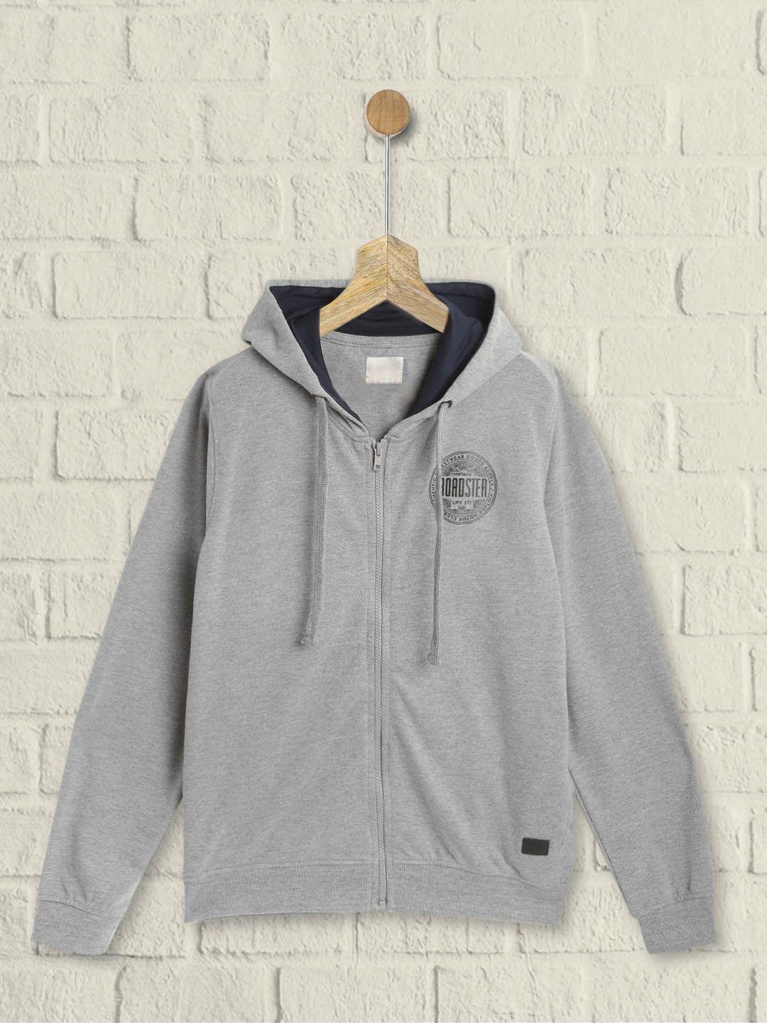 uth by roadster boys grey melange solid hooded sweatshirt