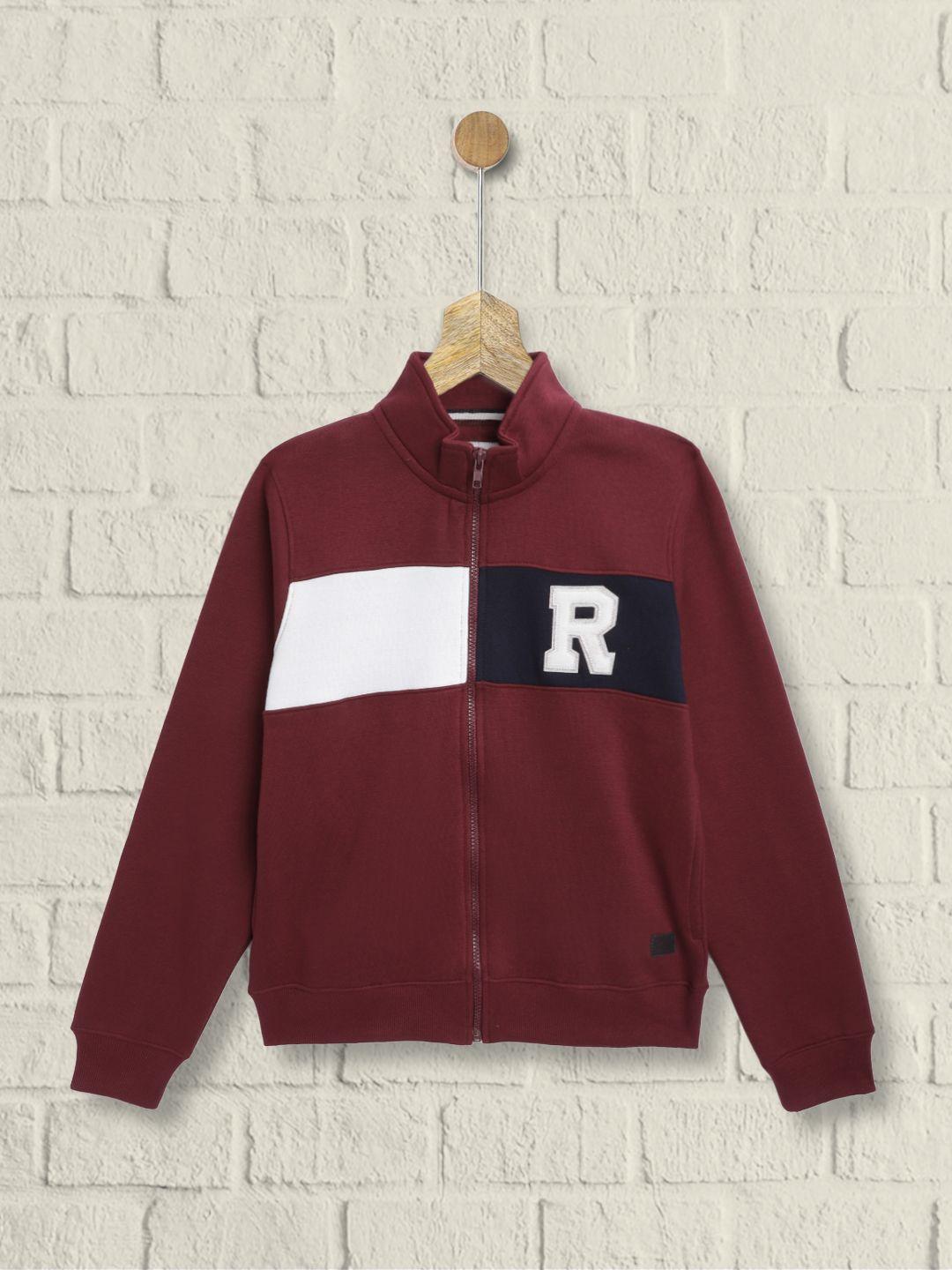 uth by roadster boys maroon & white colourblocked sweatshirt