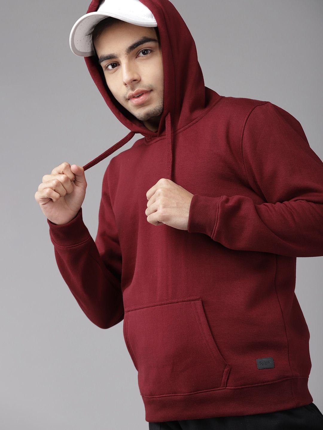 uth by roadster boys maroon solid hooded sweatshirt