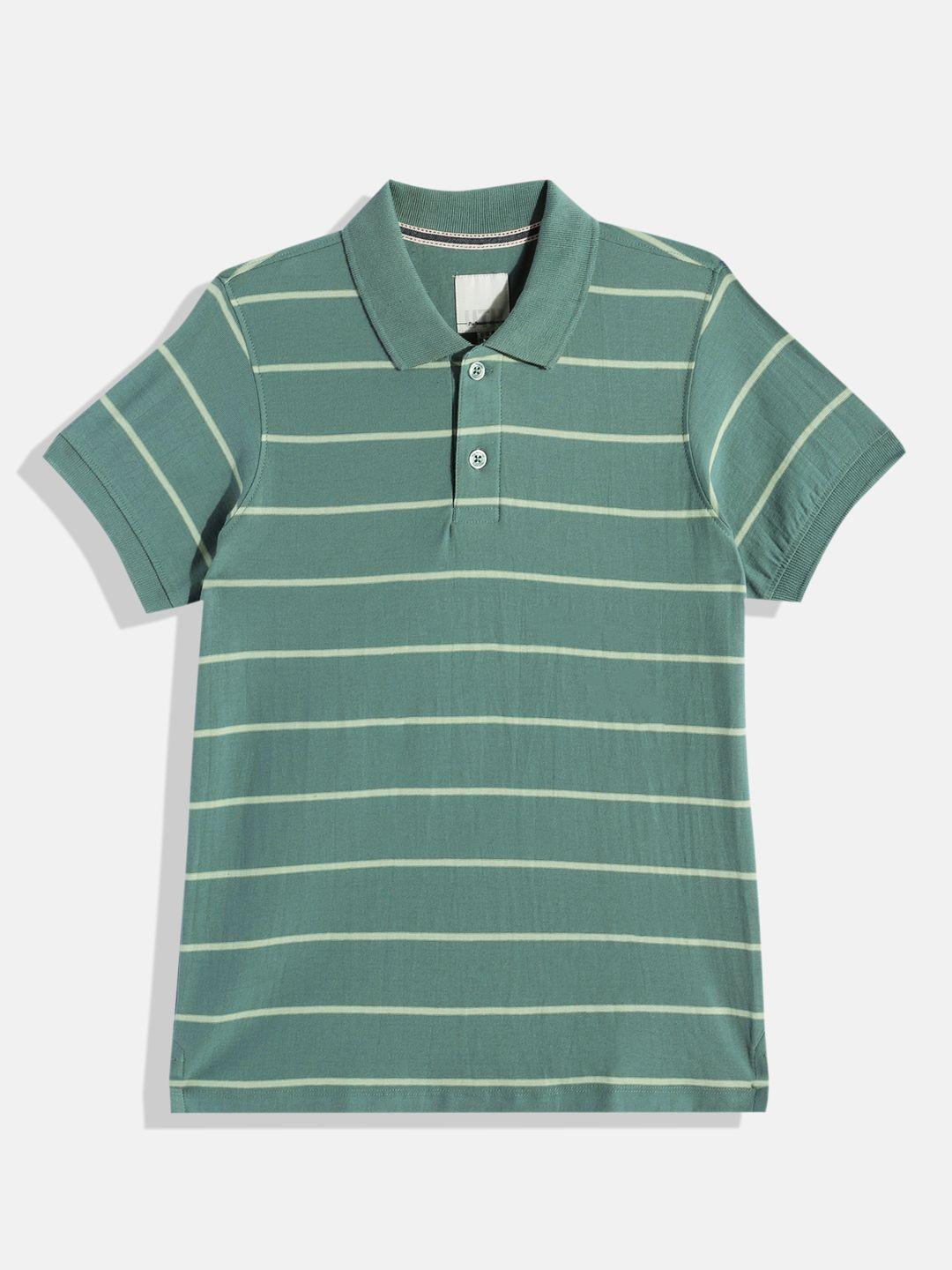 uth by roadster boys striped pure cotton polo collar t-shirt