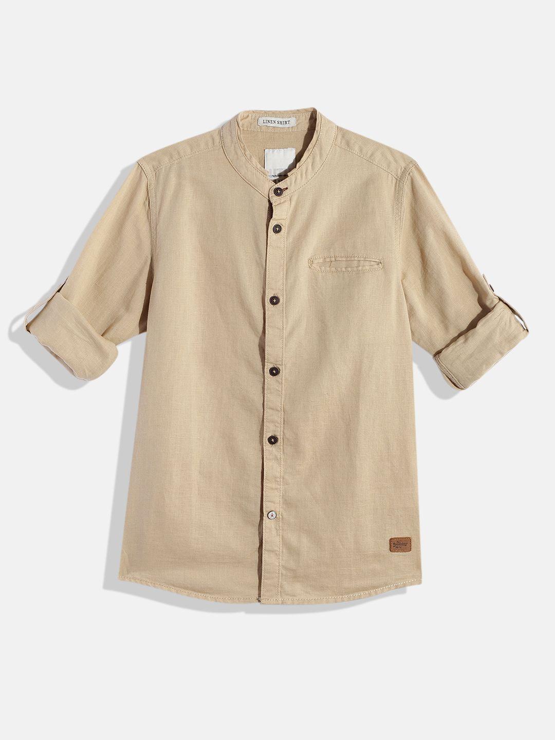 uth by roadster teen boys beige solid casual shirt