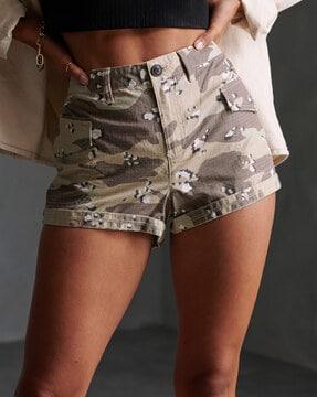 utility camo print cargo shorts