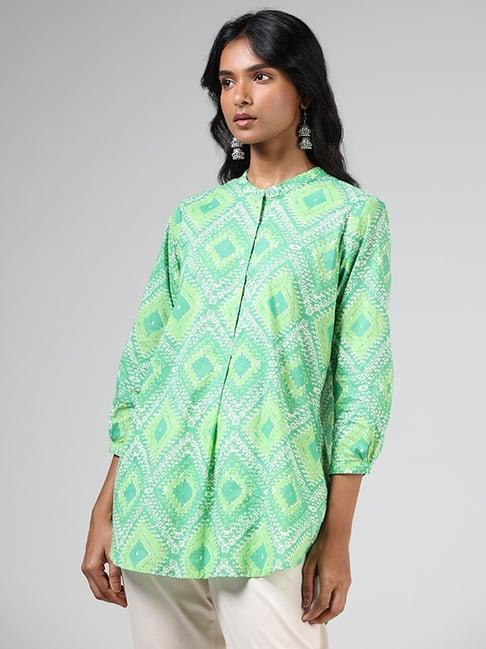 utsa by westside green printed straight tunic