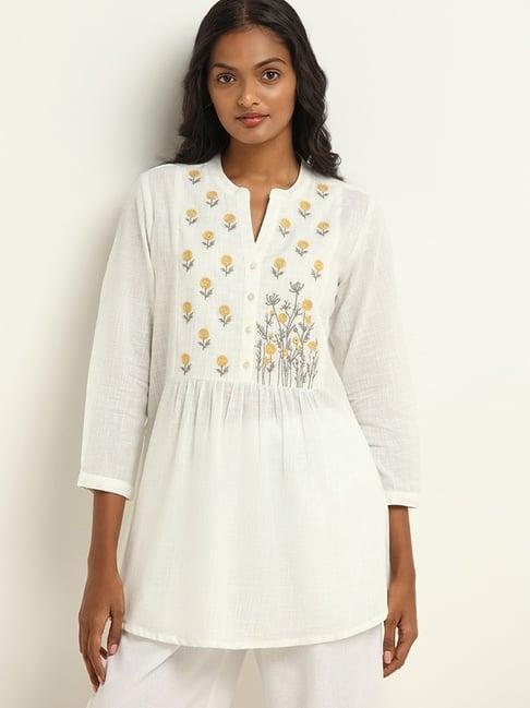 utsa by westside white embroidered kurti