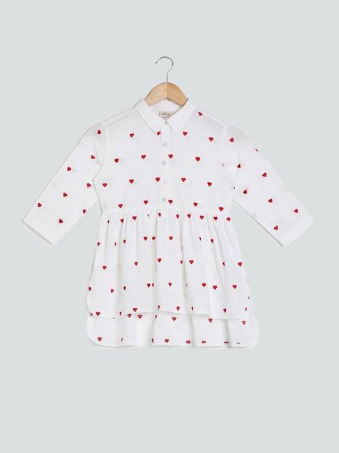 utsa kids by westside heart embroidered off-white top